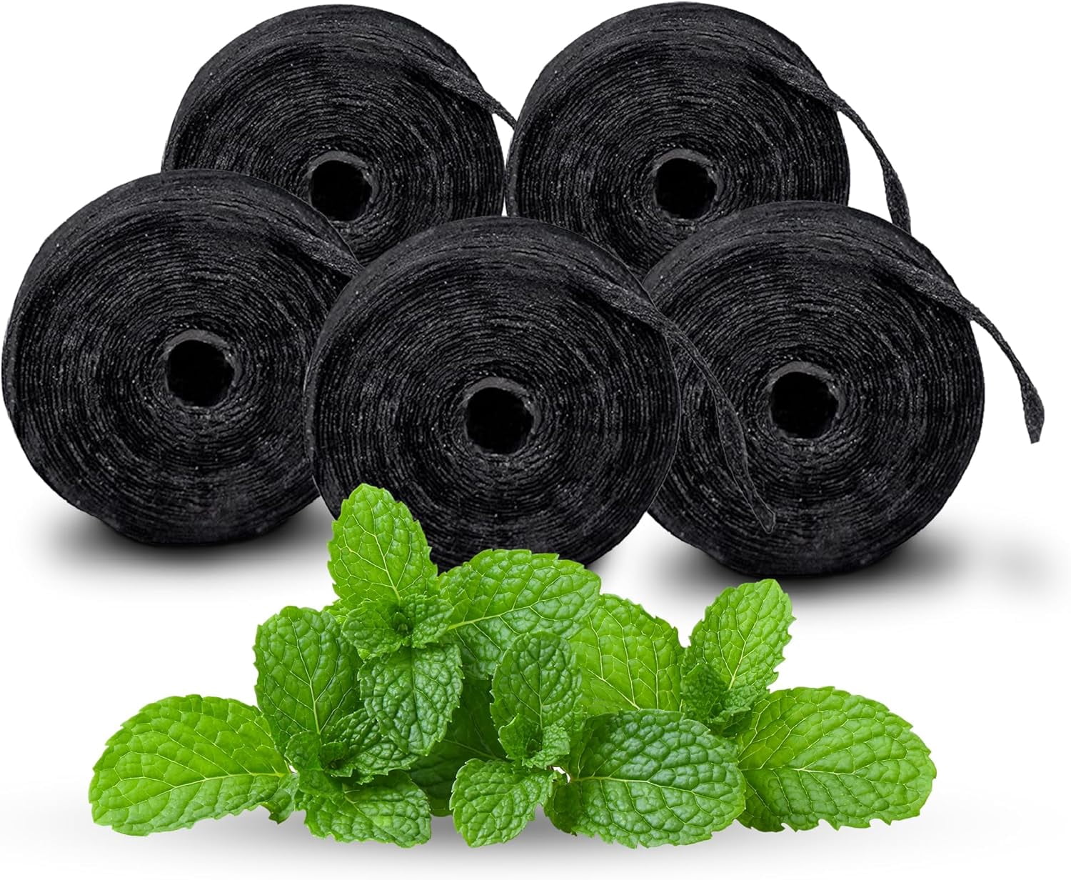 Expandable Dental Floss Treated with Activated Charcoal, Xylitol, Natural Plant Based Wax, Refreshing Mint Flavor - Pack of 5 (Refills Only)