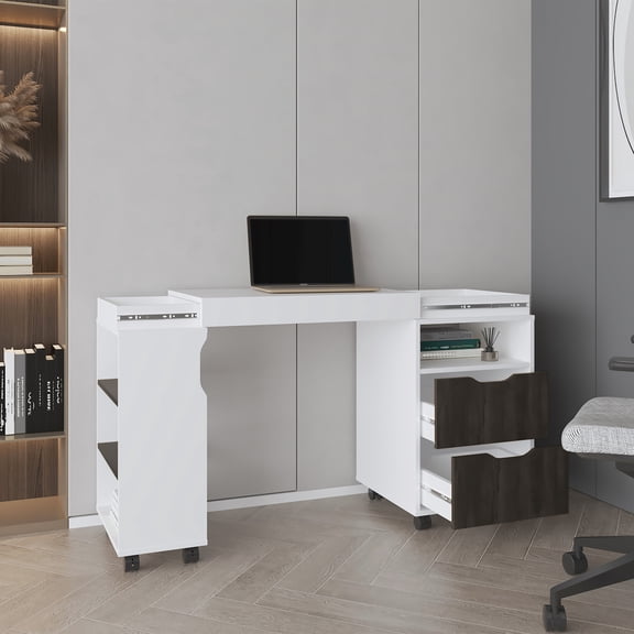 Expandable Desk, Multiple Shelves | Office Storage for Supplies and Decor | Enjoy Flexible Workspace Options