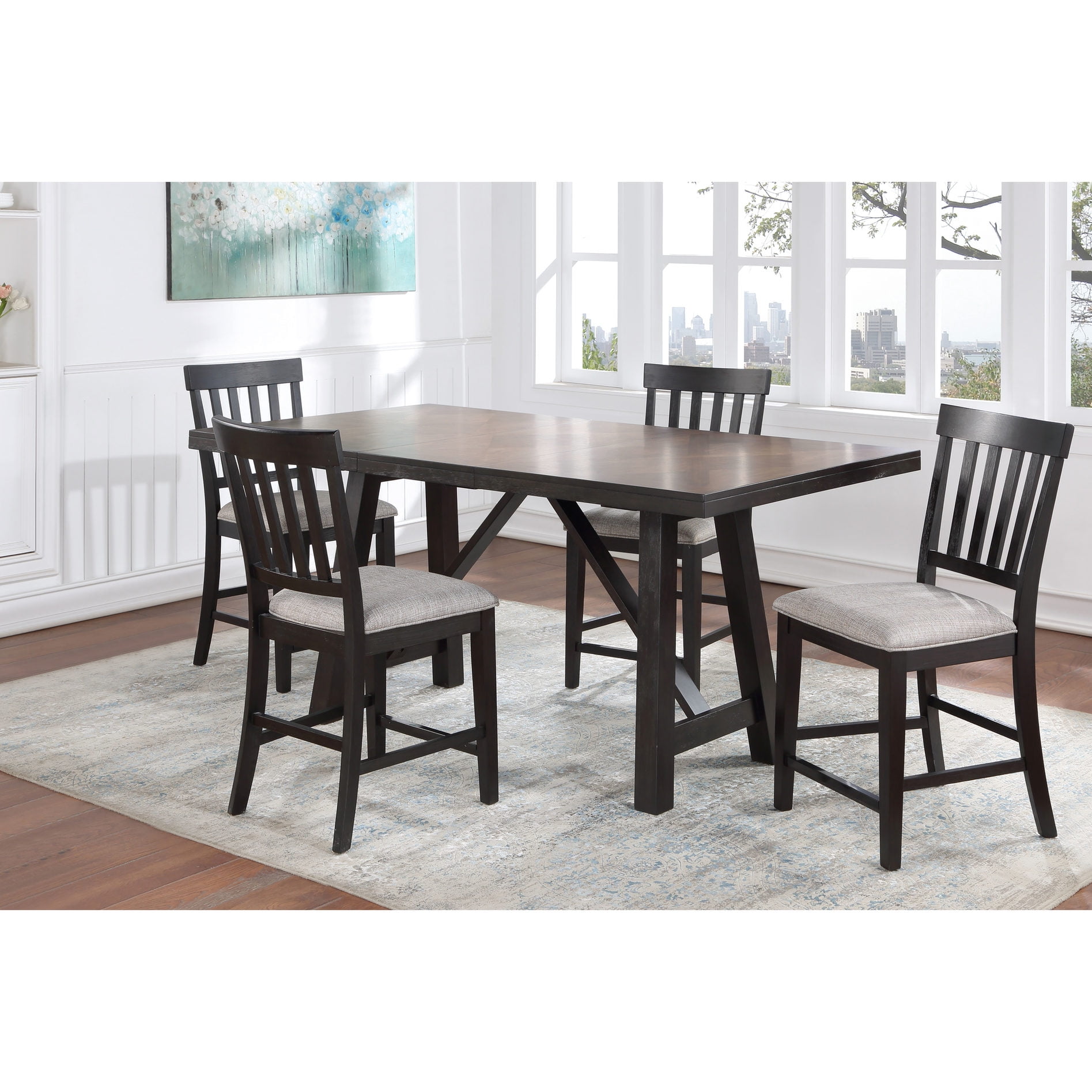 Expandable Dining Table+18-Inch Leaf”-“Extra Guest Seating+Modern ...