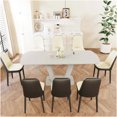 thumbnail image 1 of Expandable Dining Table Set for 8 with PU Chairs, U-Shaped Legs Modern Kitchen Table Set in Beige Grey or Black, 1 of 10