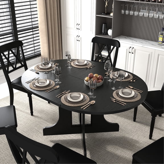 Expandable Dining Table with X-Shaped Base / Seats 6 in Dining Room