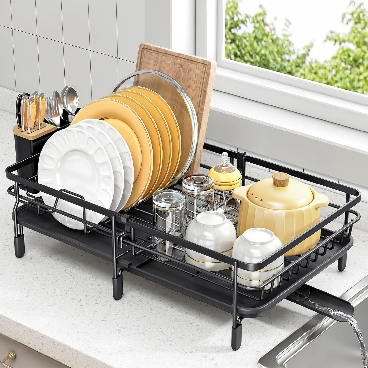 Expandable Dish Drying Rack for Kitchen Counter, Large Extendable Dish ...