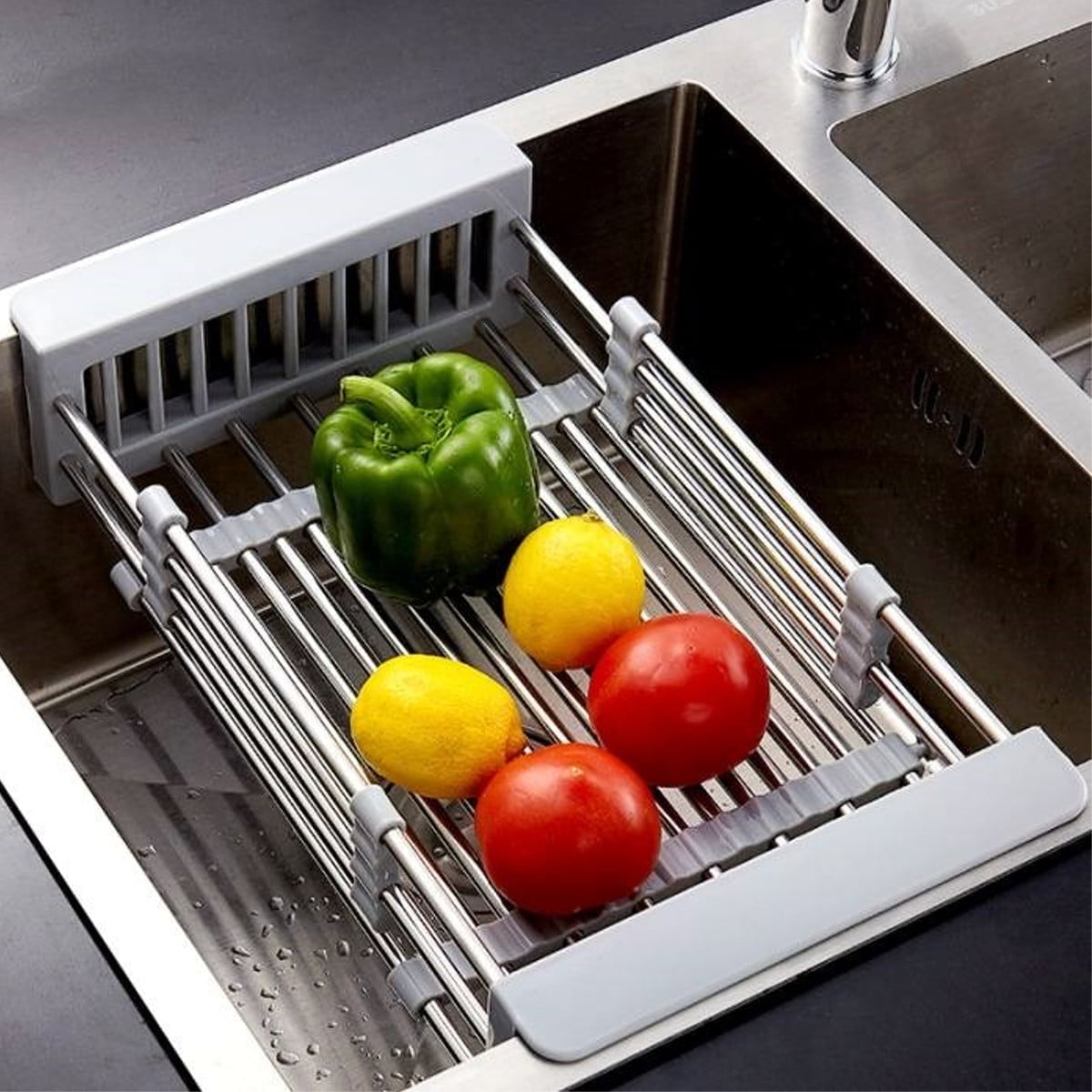 Dish Drying Rack, Stainless Steel Dish Rack And Drainaboard Set,  Expandable(11.5-19.3) Sink Dish Drainer With Cup Holder Utensil Holder  For Kitchen