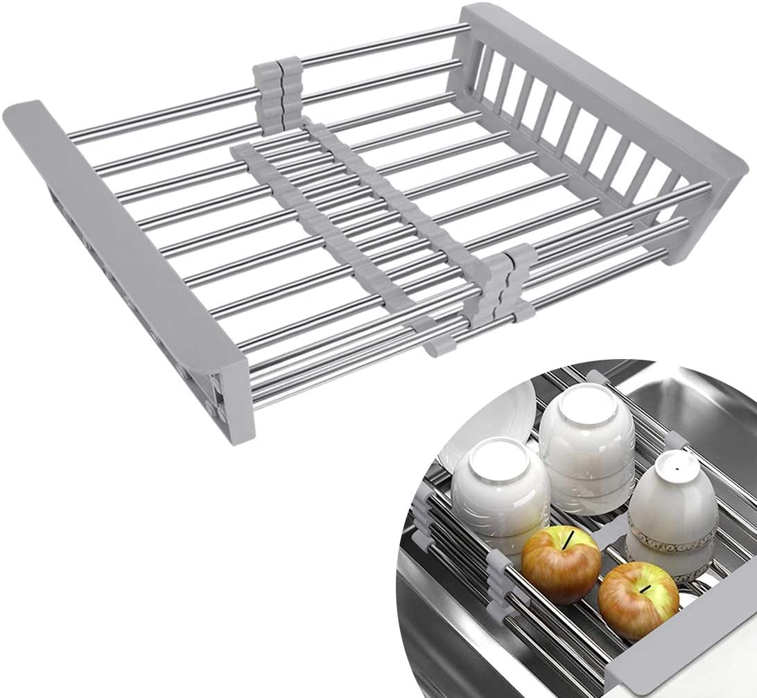 Expandable Dish Drying Rack Over The Sink, Stainless Steel Drainer ...