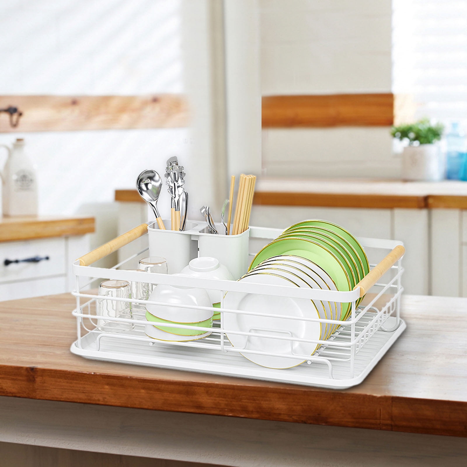 Dish Rack Layers Expandable Dish Drying Rack - Single Layer Dish Drainer with Cutlery ...