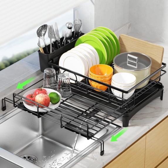 Kitchen Disc Rack Expandable Dish Drying Rack Stainless Steel Over Sink Drainer For ...