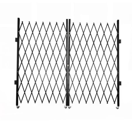 Expandable Door Gate 6-1/2'H x 12'W Scissor Gate Double Folding Security Gate Full Iron Frame (Ear Tabs And Padlock) Aluminum Mesh