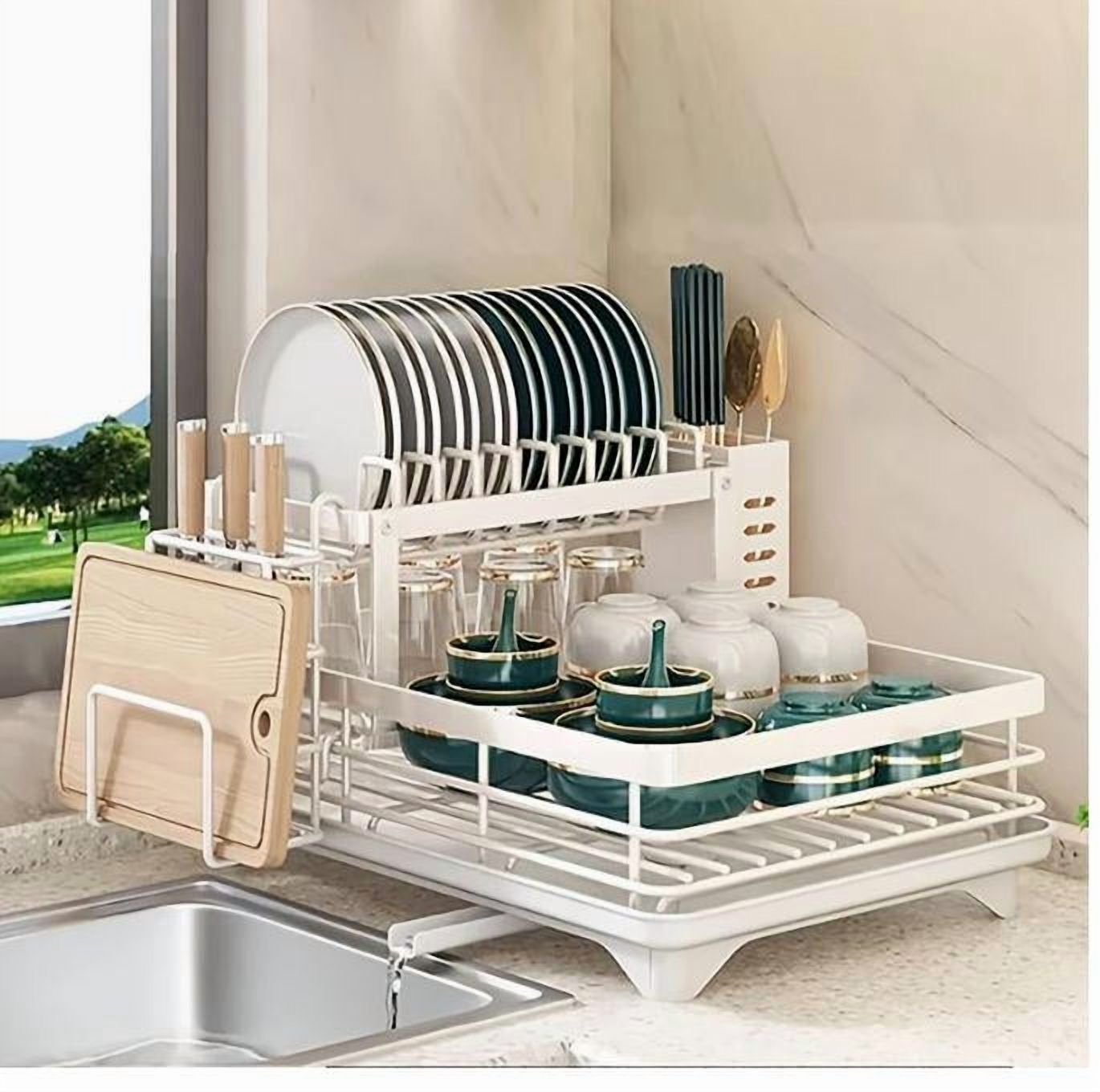 Expandable Double-Layer Dish Drainer Rack with Large Capacity for ...
