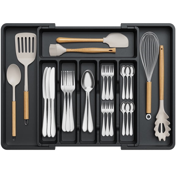 Expandable Drawer Organizer,Utensil Holder,Silverware Tray for Drawer, Multipurpose Kitchen Organizers And Storage Solution,Cutlery Tray for Forks, Knives