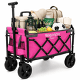 thumbnail image 1 of Expandable Folding Wagon Cart, 225 lbs Dual-Layer Collapsible Utility Wagon with 100% Extra Storage, Grocery Cart, Foldable Garden Cart with 360° Wheels for Camping, Shopping, Sports, Pink, 1 of 16
