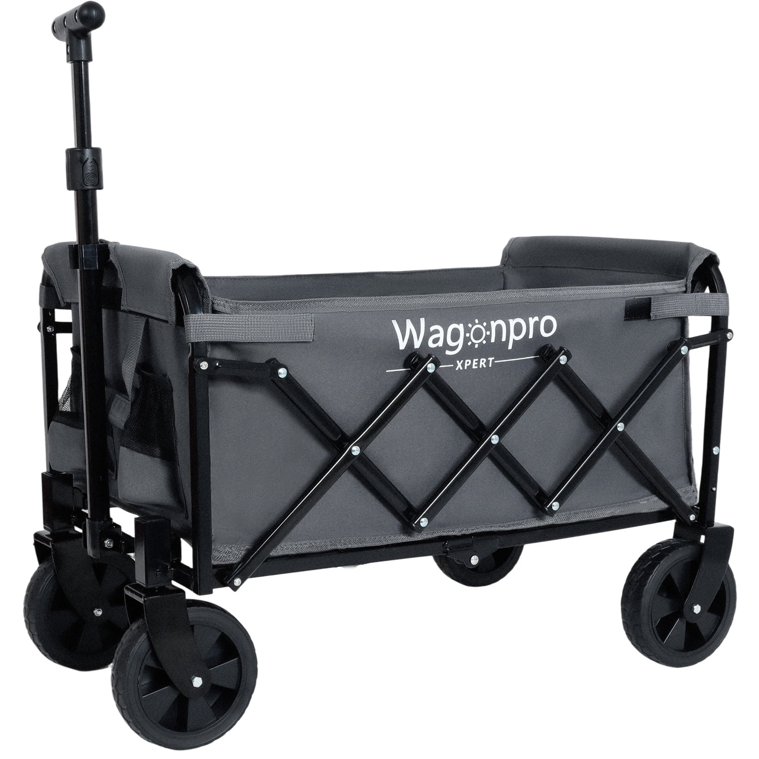 Expandable Dual-Layer Utility Wagon with 100% Extra Space, 225lbs Grocery Cart for Camping, Shopping, Sports, Gardening, Fishing, Gray
