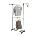 thumbnail image 1 of Expandable Dual Rod Garment Rack with Wheels, Chrome/Black, 1 of 6