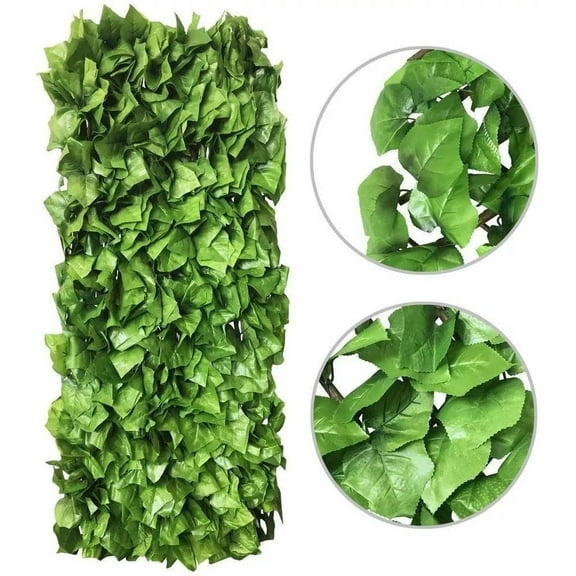 Expandable Faux Ivy Fence Privacy Screen for Patio Outdoor Balcony Bedroom Decor, Decor Artificial Ivy Privacy Fence Screen, Artificial Dark Green Maple Leaves Wall Decoration Fencing Panel
