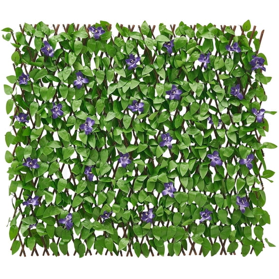 Expandable Fence Privacy Screen 25.5 x 122 in, Artificial Ivy Panel with 50 Zip Ties