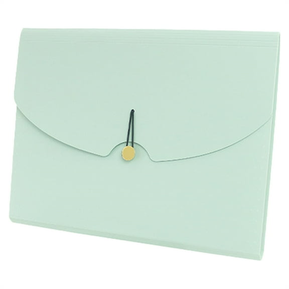 Expandable File Folder with String Closure, Portable Document Organizer, Letter Size, 13 Pockets, Durable Plastic, Green