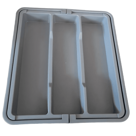 Expandable Flatware Drawer Organizer with Non-Slip Compartments, Large 15" Collapsible Cutlery Tray for Kitchen Utensils and Silverware, Midnight Obsidian