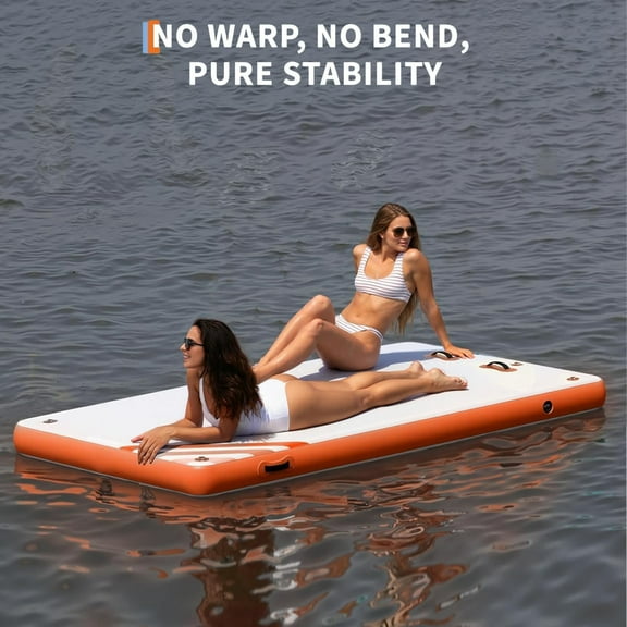 Expandable Floating Dock System - Connect Multiple 6X5ft Water Platform Via D-Rings, Non-Slip Surface, Includes Pump/Ladder/Storage Bag for Boating/Fishing/Water Yoga/Party