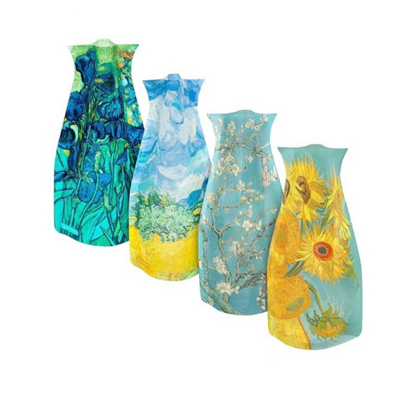 Expandable Flower Vase Set, Plastic Decorative Modern Foldable Printed Vases for Centerpieces for Wedding, Dining Table, Home Decor, Living Room, Bathroom, Office, 4 Pack