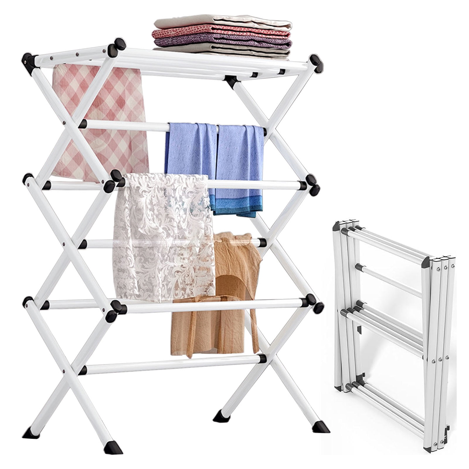 diceevil Expandable Clothes Drying Rack, 16.9-29.9*14.6*41.3 in, White ...