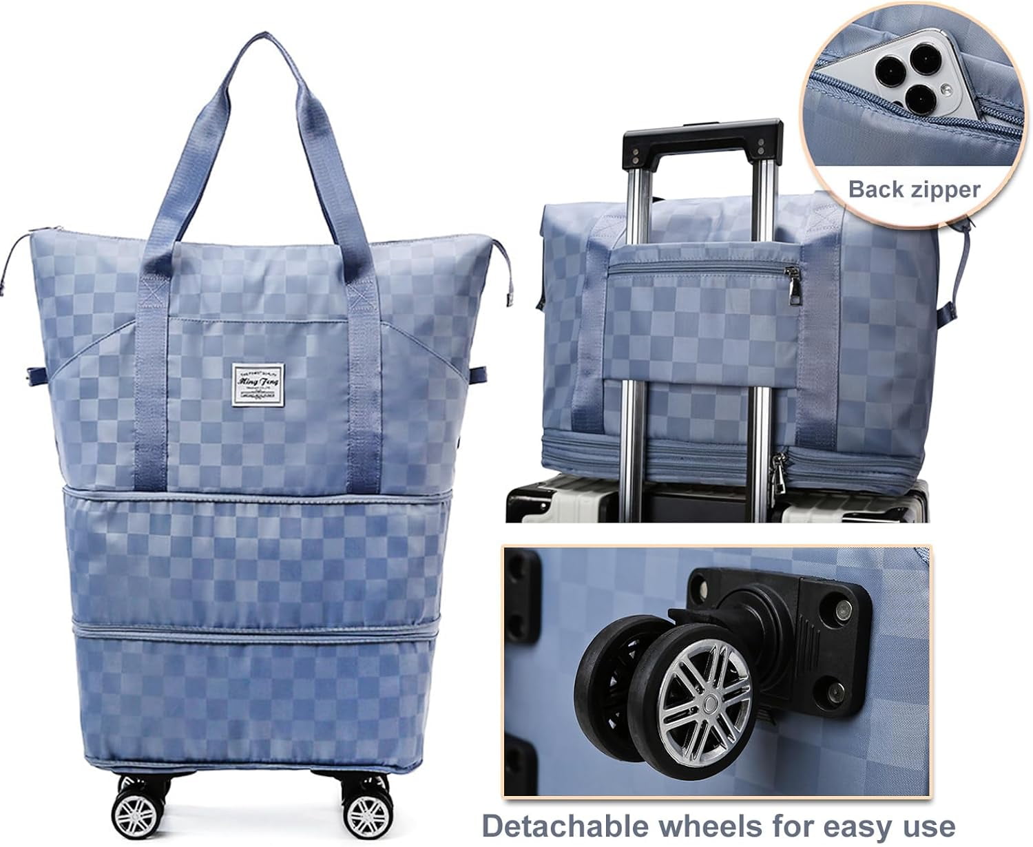 Expandable Foldable Duffel Bag Suitcases, With 360° Detachable Rolling Wheels,Suitcase with Wheel, Carry on Luggage,Gym, Sports & Weekend Getaway Bag for Women & Men