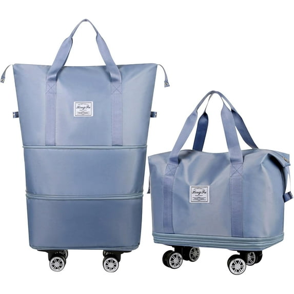 Expandable Foldable Duffel Bag with Wheels, 55L Waterproof Rolling Luggage for Travel, Carry On Bag for Women and Men