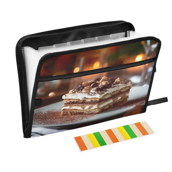 Expandable Folder with Colored Tabs, Desktop Folding Folder for Organizing Files by Category, with 13 Pockets, Suitable for Office Use Chocolate Brown