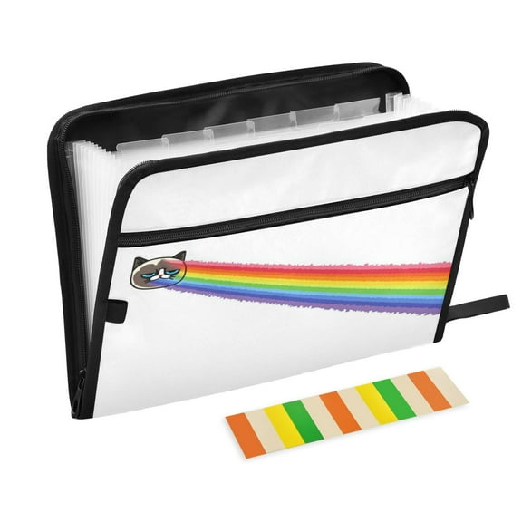 Expandable Folder with Colored Tabs, Desktop Folding Folder for Organizing Files by Category, with 13 Pockets, Suitable for Office Use The Ejected Rainbow
