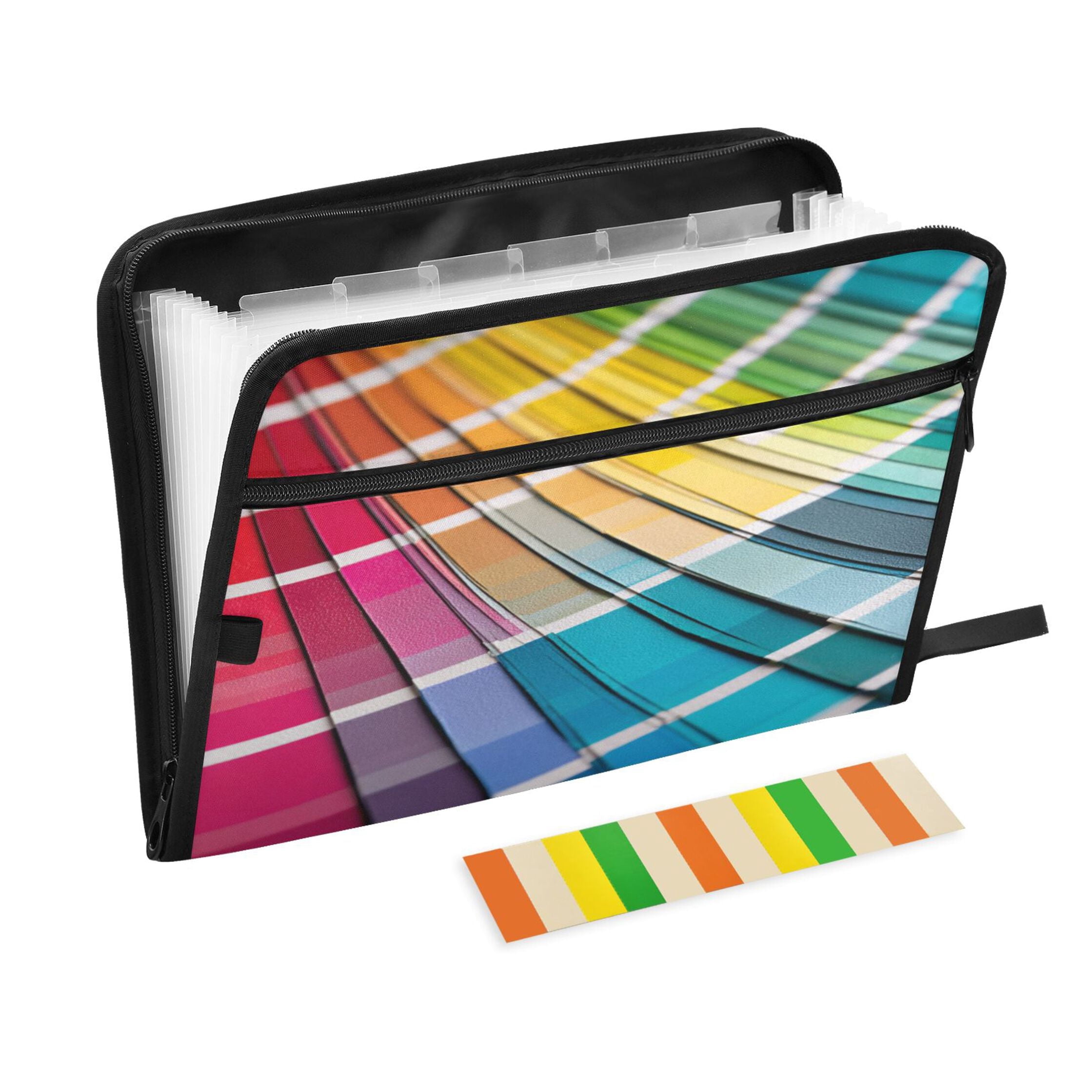 Expandable Folder with Colored Tabs, Desktop Folding Folder for Organizing Files by Category, with 13 Pockets, Suitable for Office Use Fan-shaped Pattern