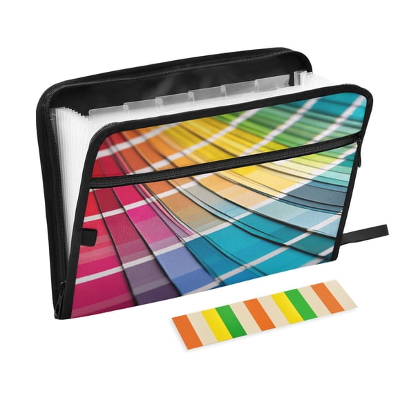 Expandable Folder with Colored Tabs, Desktop Folding Folder for Organizing Files by Category, with 13 Pockets, Suitable for Office Use Fan-shaped Pattern