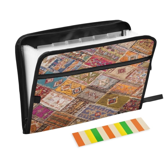 Expandable Folder with Colored Tabs, Desktop Folding Folder for Organizing Files by Category, with 13 Pockets, Suitable for Office Use Moroccan Wedding Carpet