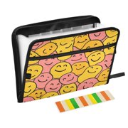 Expandable Folder with Colored Tabs, Desktop Folding Folder for Organizing Files by Category, with 13 Pockets, Suitable for Office Use Yellow and Pink Form