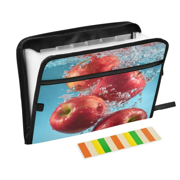 Expandable Folder with Colored Tabs, Desktop Folding Folder for Organizing Files by Category, with 13 Pockets, Suitable for Office Use Apple