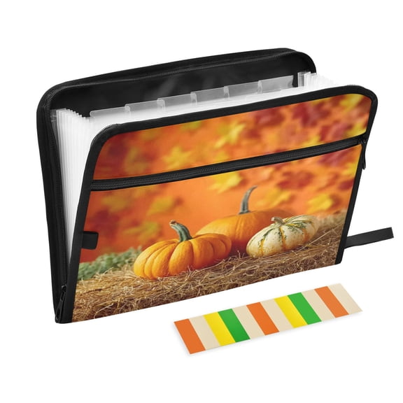 Expandable Folder with Colored Tabs, Desktop Folding Folder for Organizing Files by Category, with 13 Pockets, Suitable for Office Use Autumn