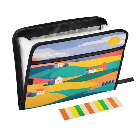 Expandable Folder with Colored Tabs, Desktop Folding Folder for Organizing Files by Category, with 13 Pockets, Suitable for Office Use Composition