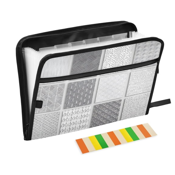 Expandable Folder with Colored Tabs, Desktop Folding Folder for Organizing Files by Category, with 13 Pockets, Suitable for Office Use Hexagon