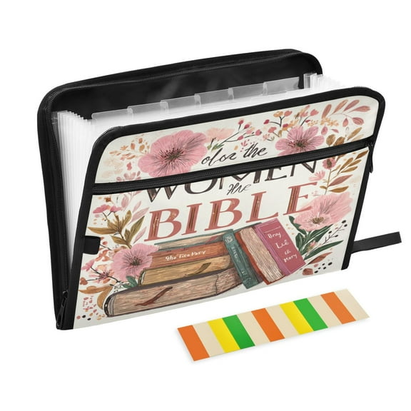 Expandable Folder with Colored Tabs, Desktop Folding Folder for Organizing Files by Category, with 13 Pockets, Suitable for Office Use Peach Blossom