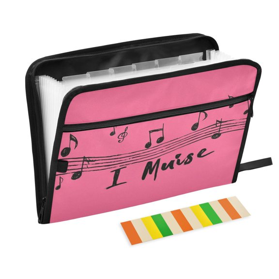 Expandable Folder with Colored Tabs, Desktop Folding Folder for Organizing Files by Category, with 13 Pockets, Suitable for Office Use Pink Spectrum