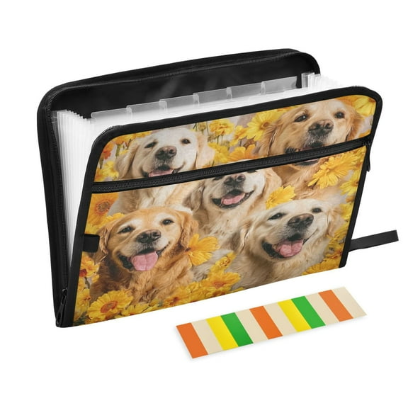 Expandable Folder with Colored Tabs, Desktop Folding Folder for Organizing Files by Category, with 13 Pockets, Suitable for Office Use Silly Dog