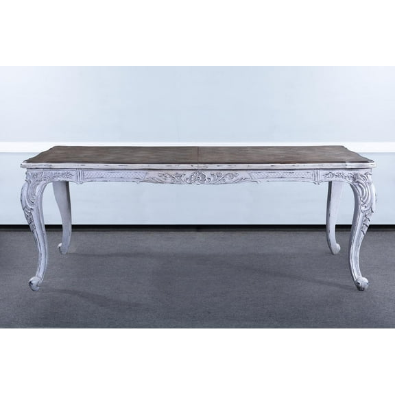 Expandable French Style Dining Table  Antiqued White