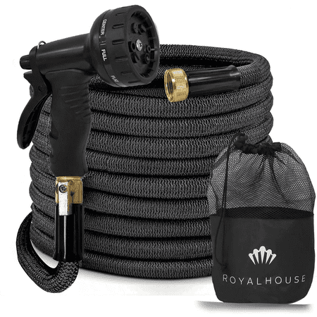 Expandable Garden Hose - 100 FT - with Multi Pattern Spray Nozzle – Durable, Flexible, Multipurpose (Black)