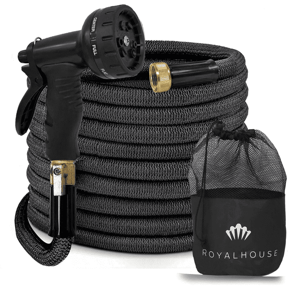 Expandable Garden Hose - 100 FT - with Multi Pattern Spray Nozzle – Durable, Flexible, Multipurpose (Black)