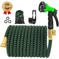 SUNDAN Expandable Garden Hose 25ft No Kink Flexible Water Hoses for Outdoor 25ft Expandable Water Hose with 8-Pattern Spray Nozzle(Black/Green)