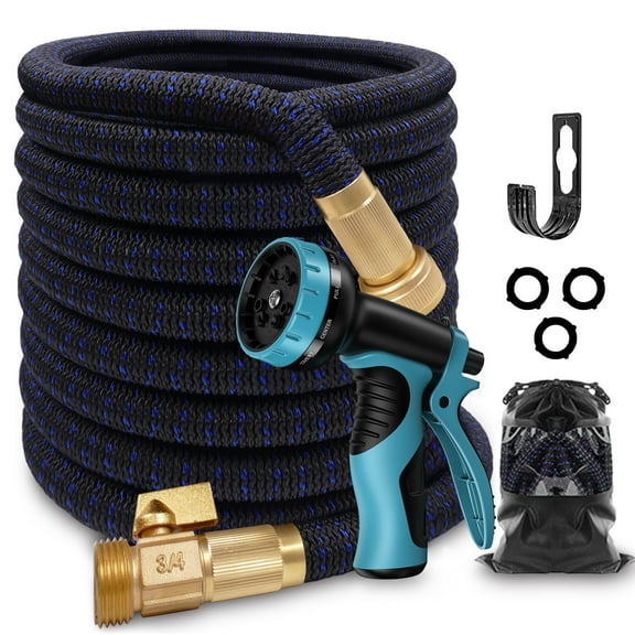Expandable Garden Hose 50ft Flexible Water Hose with 10 Function Sprayer Leak-proof Lightweight Water Pipe Blue