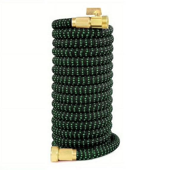 Expandable Garden Hose - Leakproof Lightweight Retractable Water, 3/4 in Solid Copper Anodized Aluminum Fittings Lead-Free Lightweight No-Kink Garden Hose for Yard Watering & Washing