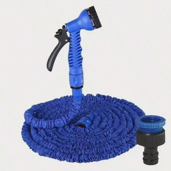 Expandable Garden Hose With Spray Nozzle 25FT Blue Colorless