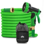 Expandable Garden Hose with 8 Function Spray Nozzle - Leak Proof Design, Green, 50 ft
