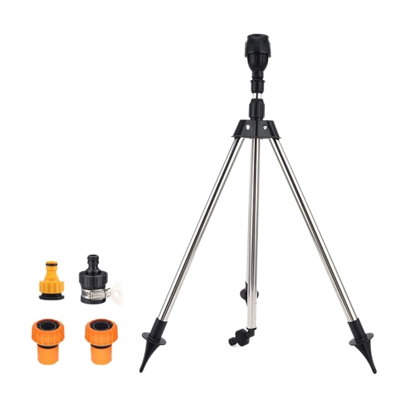 Expandable Garden Stainless Tripod Sprinkler With Interchangeable Nozzles 1Inch Fast Release Connector Easy Ground Mount