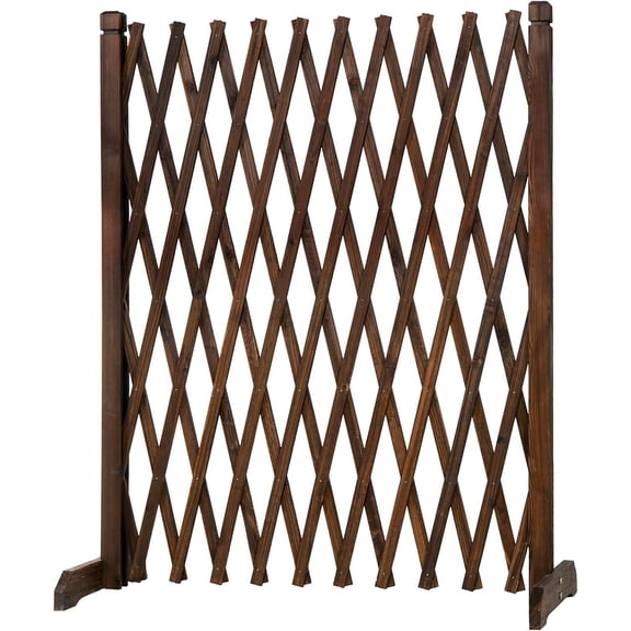 Expandable Garden Trellis, Solid Freestanding Lattice Panels for Outside, Decorative Lattice Fence Trellis for Climbing Outdoor, Brown