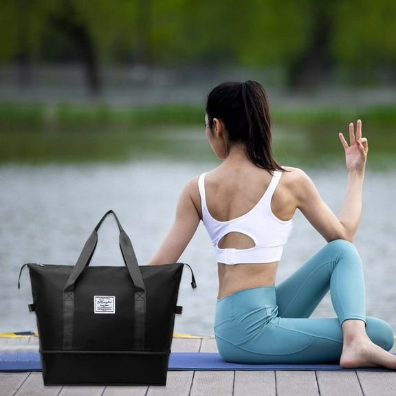 Expandable Gym Duffle Bag for Sports & Travel, Large Capacity Waterproof Tote with Wet/Dry Separation, Fits 15.6" Laptop, 41x38x20cm (16.14x14.96x7.9in)