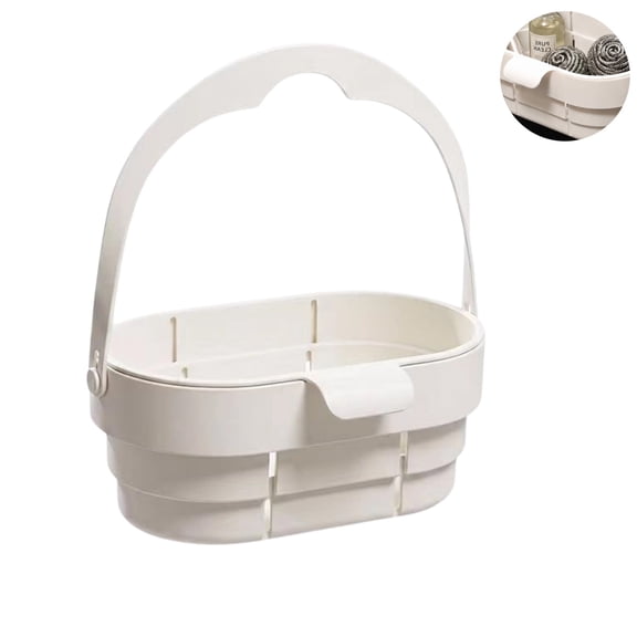 Expandable Hanging Sink Colander Basket, Thickened White Retractable Kitchen Drain Basket with Handle, Multifunctional Fruit Vegetable Rice Washing Strainer Sink Storage Rack